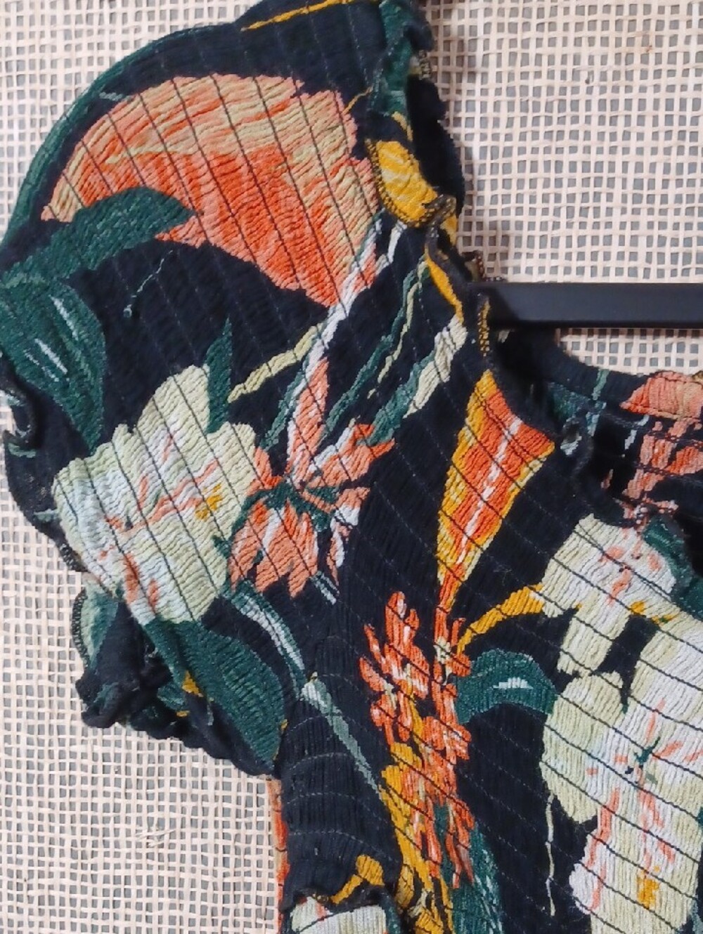 Patrons of Peace Black Floral Maxi Dress with Orange and Cream Details - Picture 4 of 12